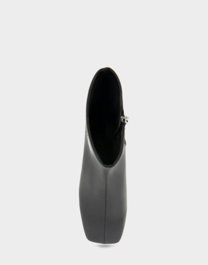 Aerosoles Comfortable Women's Low Block Heel Bootie In Black Faux Leather