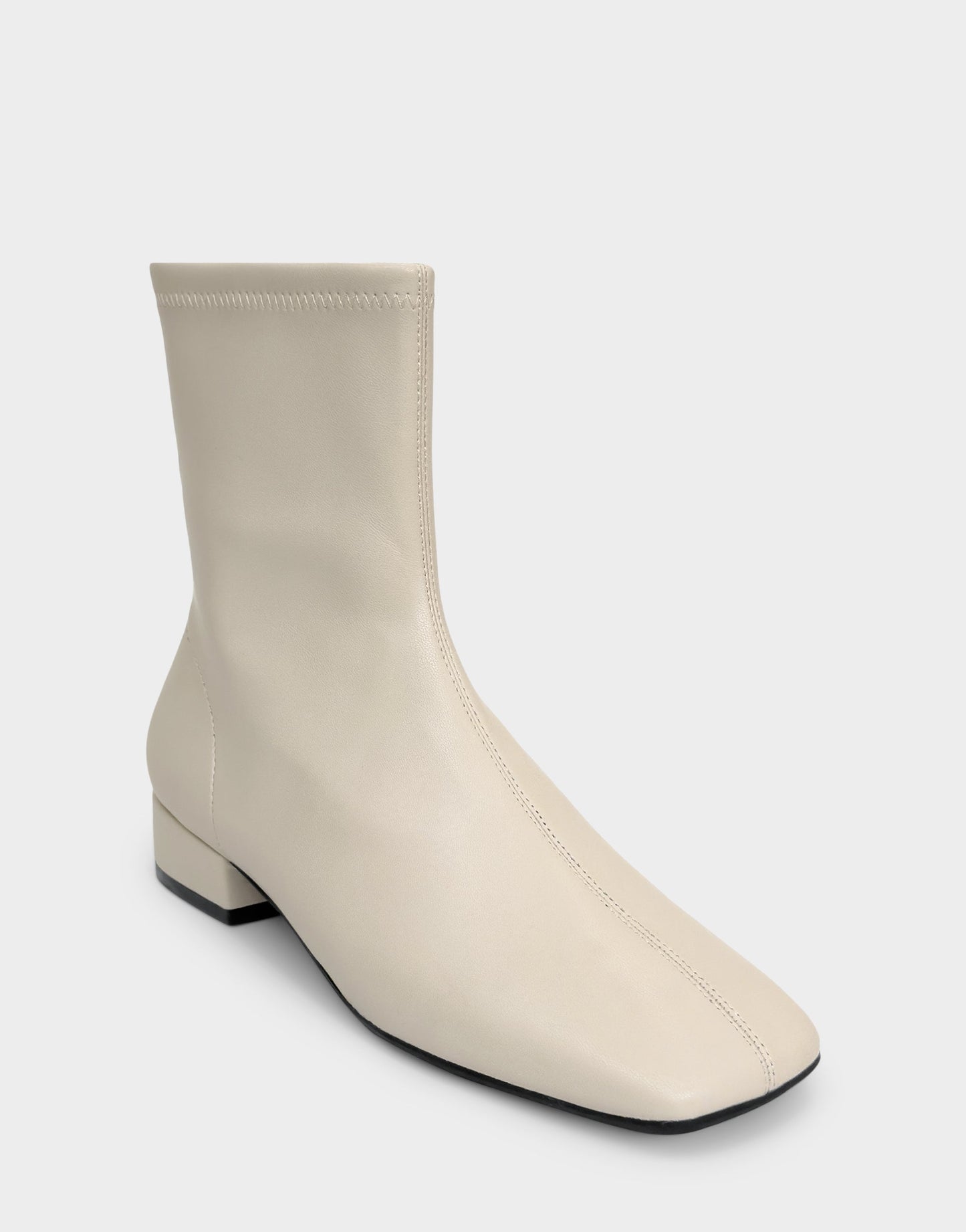 Aerosoles Comfortable Women's Low Block Heel Bootie In Beige Faux Leather
