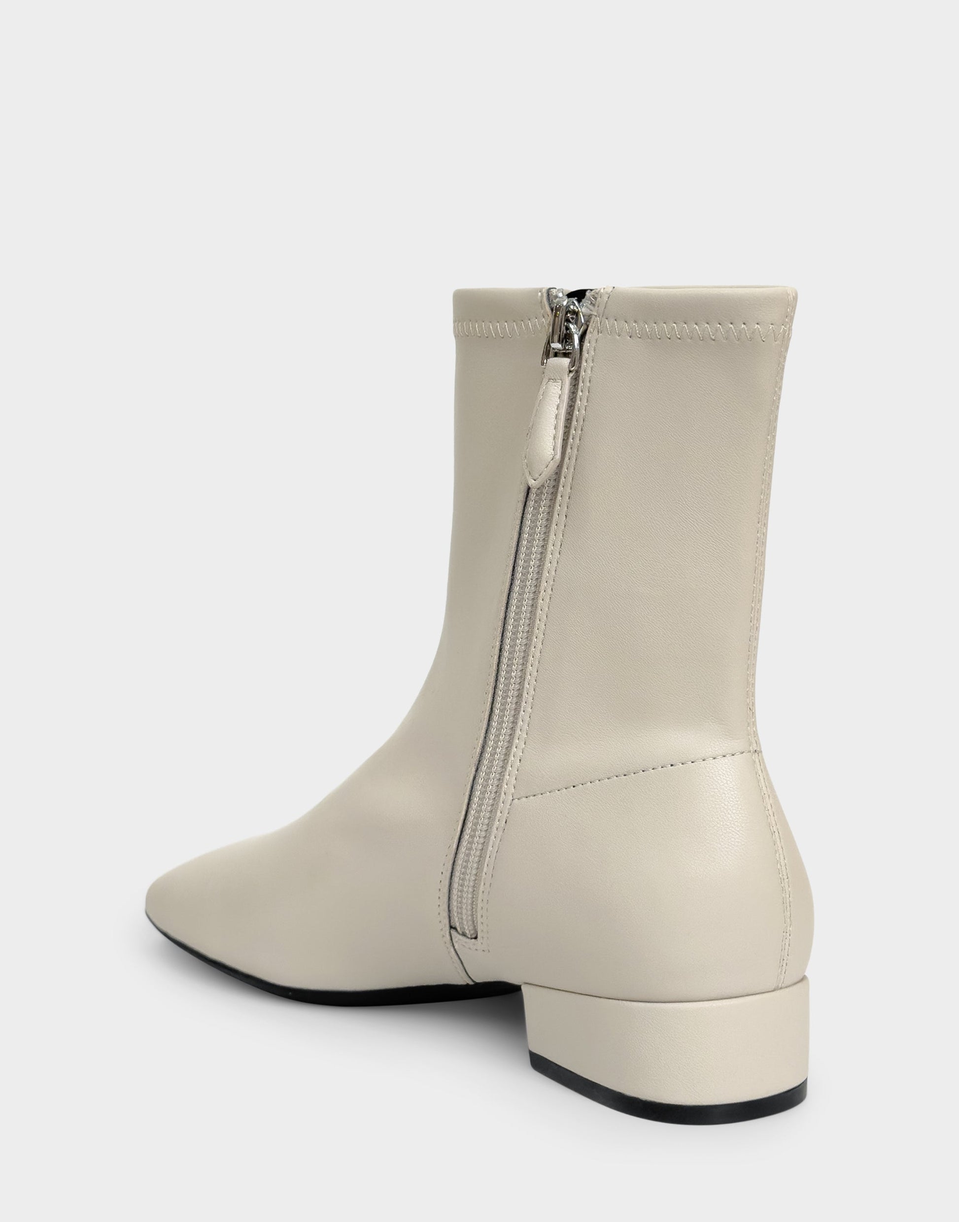 Aerosoles Comfortable Women's Low Block Heel Bootie In Beige Faux Leather