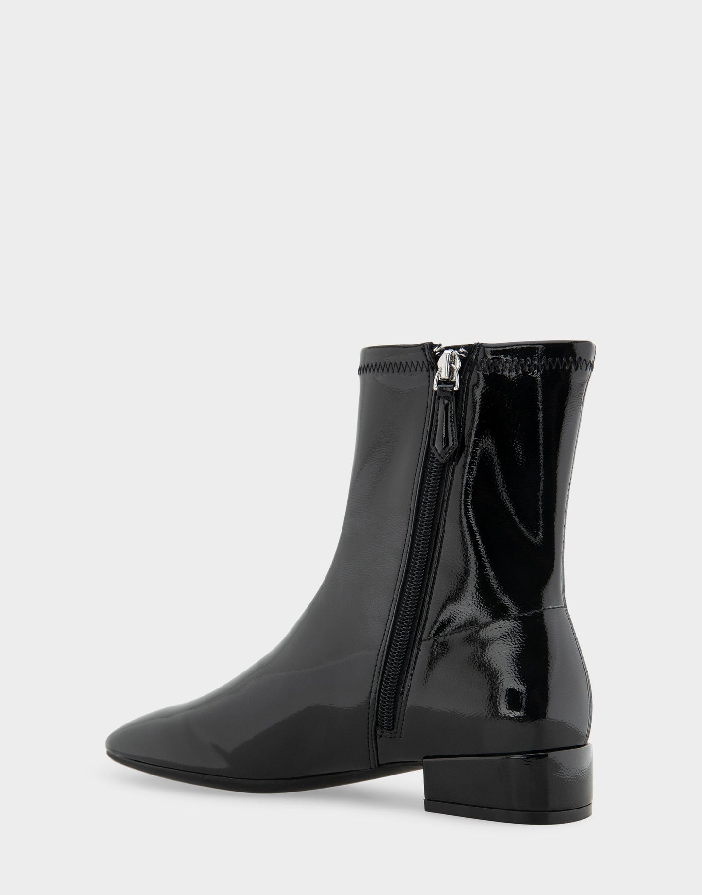 Aerosoles Comfortable Women's Low Block Heel Bootie In Black Patent Faux Leather