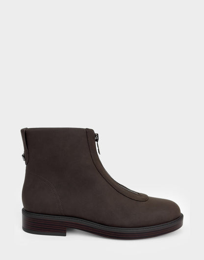 Aerosoles Comfortable Women's Low Block Heel Bootie In Brown Faux Nubuck
