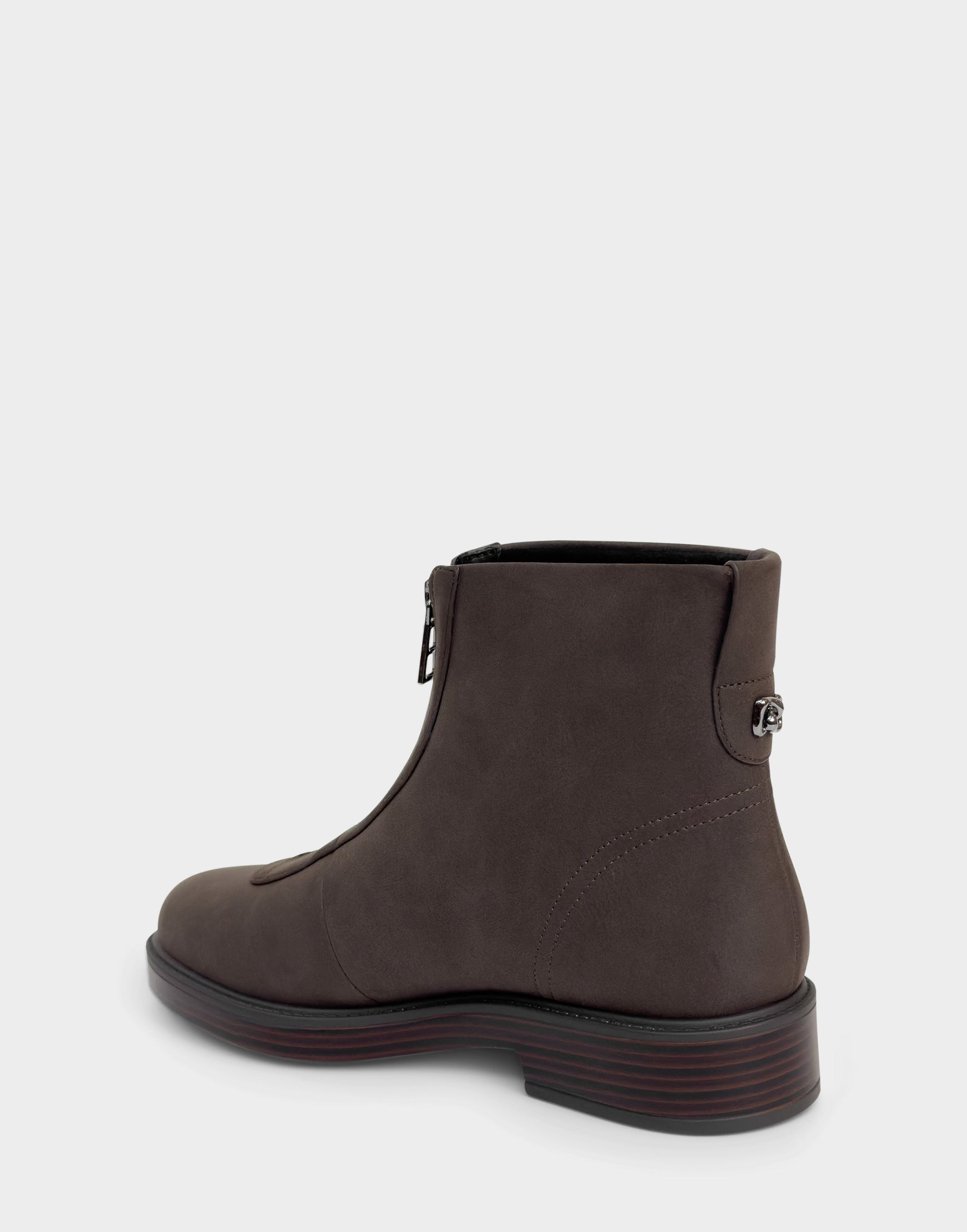 Aerosoles Comfortable Women's Low Block Heel Bootie In Brown Faux Nubuck