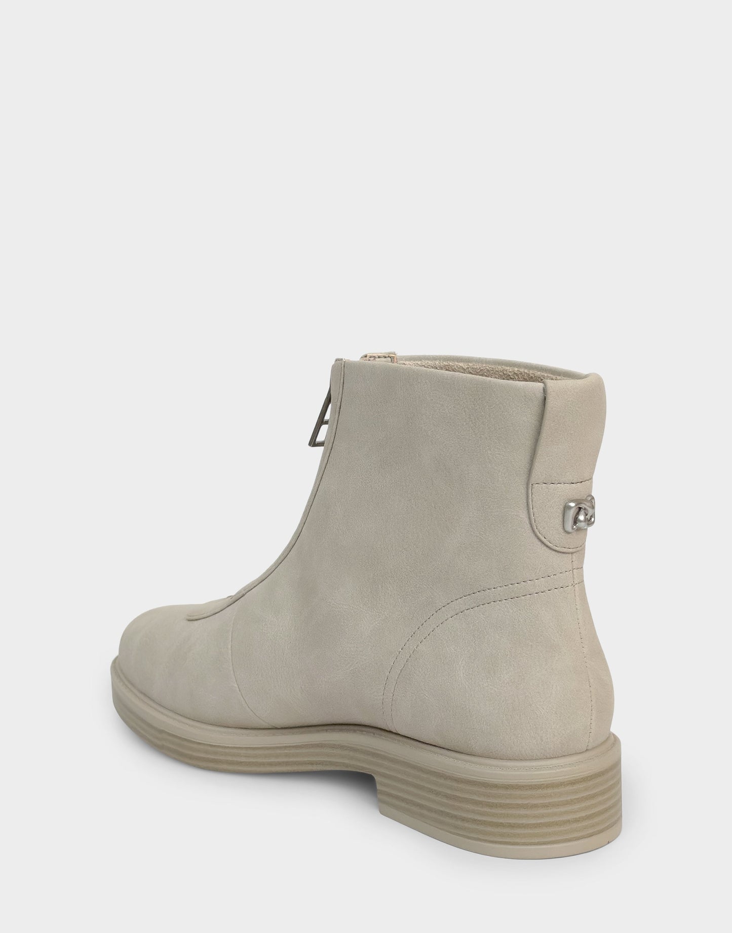 Aerosoles Comfortable Women's Low Block Heel Bootie In Beige Faux Nubuck