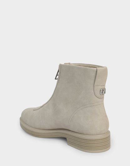 Aerosoles Comfortable Women's Low Block Heel Bootie In Beige Faux Nubuck