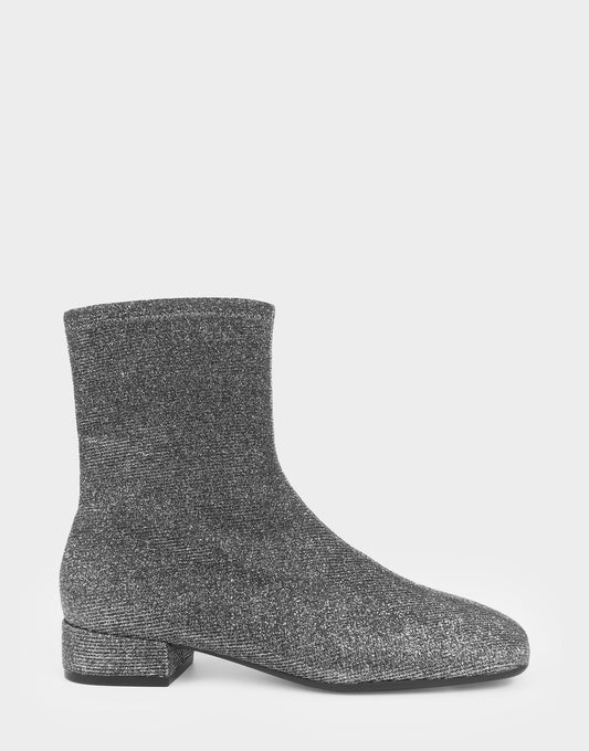 Aerosoles Comfortable Women's Low Block Heel Bootie In Gunmetal Fabric