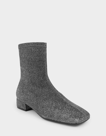 Aerosoles Comfortable Women's Low Block Heel Bootie In Gunmetal Fabric