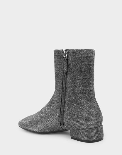 Aerosoles Comfortable Women's Low Block Heel Bootie In Gunmetal Fabric