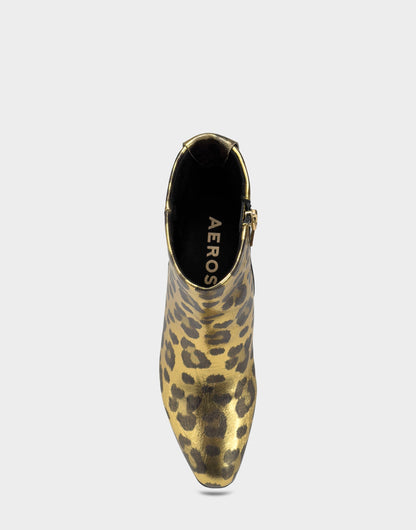 Aerosoles Comfortable Women's Mid Block Heel Bootie In Animal Print Faux Leather