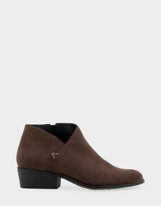 Aerosoles Comfortable Women's Asymmetrical Envelope Low Bootie in Java Faux Suede