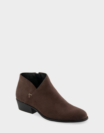Aerosoles Comfortable Women's Asymmetrical Envelope Low Bootie in Java Faux Suede
