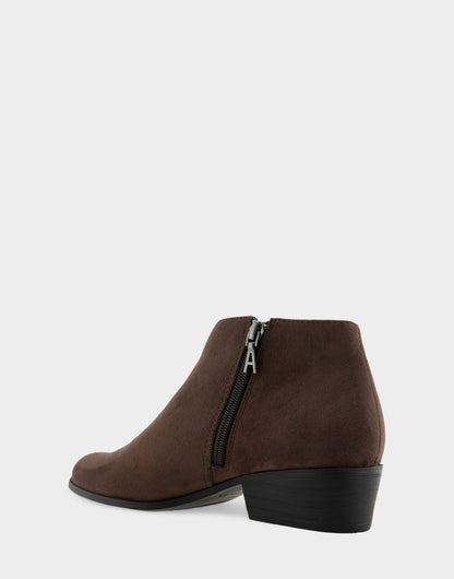 Aerosoles Comfortable Women's Asymmetrical Envelope Low Bootie in Java Faux Suede
