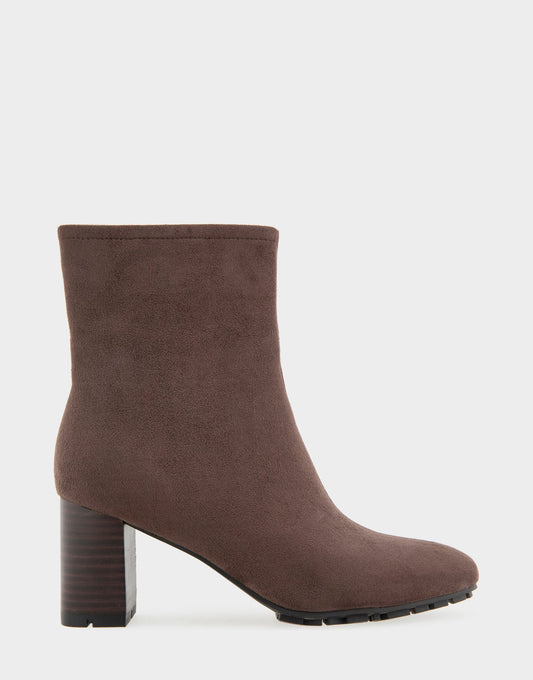Aerosoles Comfortable Women's Mid Block Heel Bootie In Brown Faux Suede