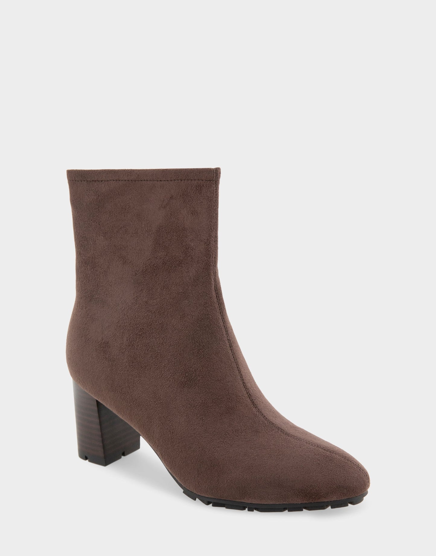 Aerosoles Comfortable Women's Mid Block Heel Bootie In Brown Faux Suede