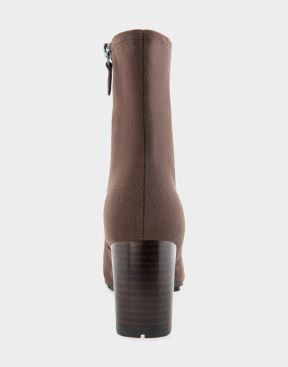 Aerosoles Comfortable Women's Mid Block Heel Bootie In Brown Faux Suede