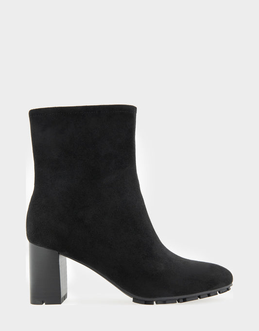 Aerosoles Comfortable Women's Mid Block Heel Bootie In Black Faux Suede