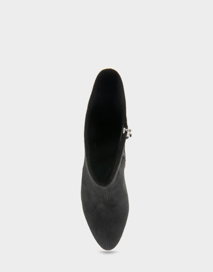 Aerosoles Comfortable Women's Mid Block Heel Bootie In Black Faux Suede