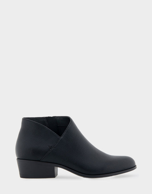 Aerosoles Comfortable Women's Asymmetrical Envelope Low Bootie in Black Faux Leather