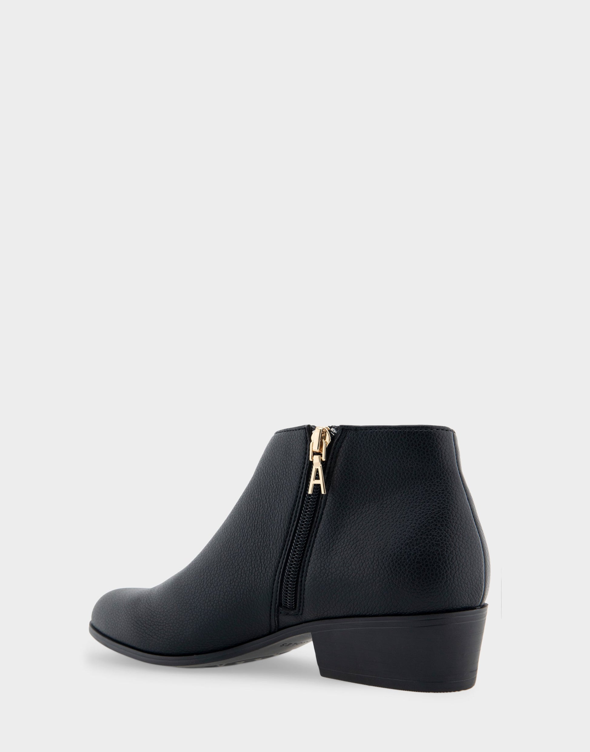 Aerosoles Comfortable Women's Asymmetrical Envelope Low Bootie in Black Faux Leather