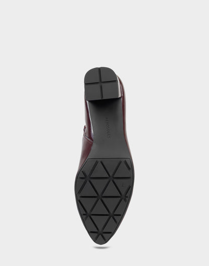 Aerosoles Comfortable Women's Mid Block Heel Bootie In Burgundy Patent Faux Leather