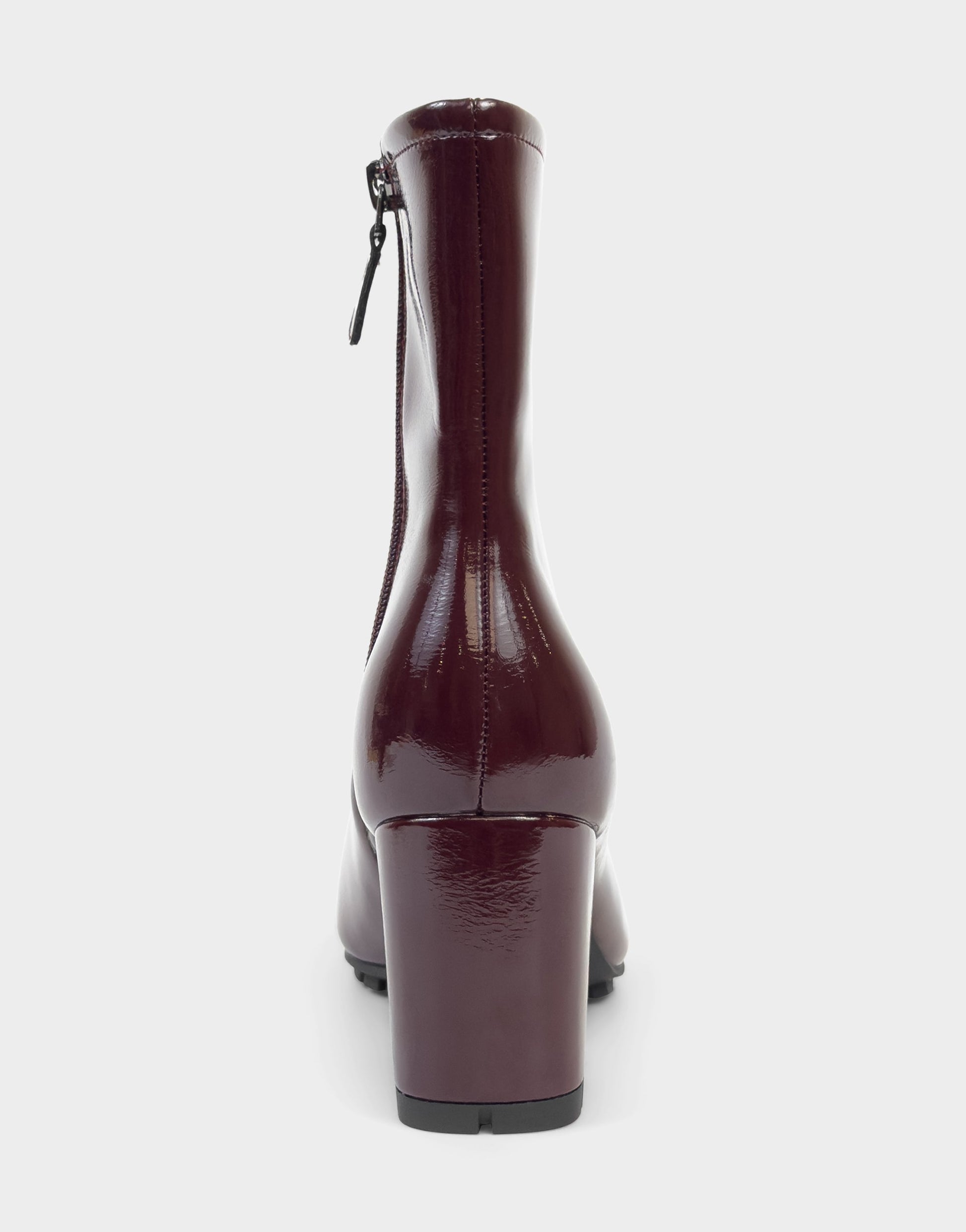 Aerosoles Comfortable Women's Mid Block Heel Bootie In Burgundy Patent Faux Leather
