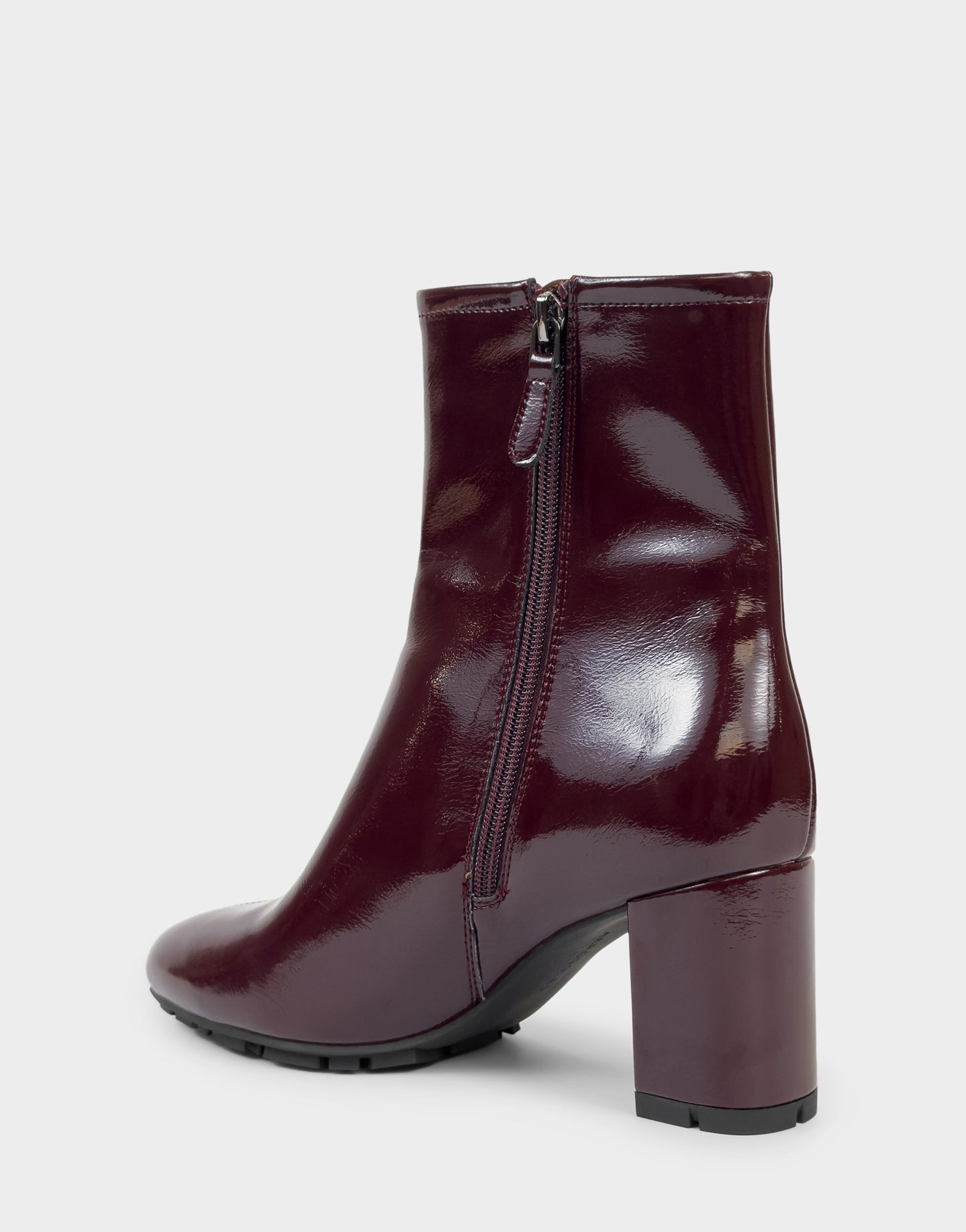Aerosoles Comfortable Women's Mid Block Heel Bootie In Burgundy Patent Faux Leather