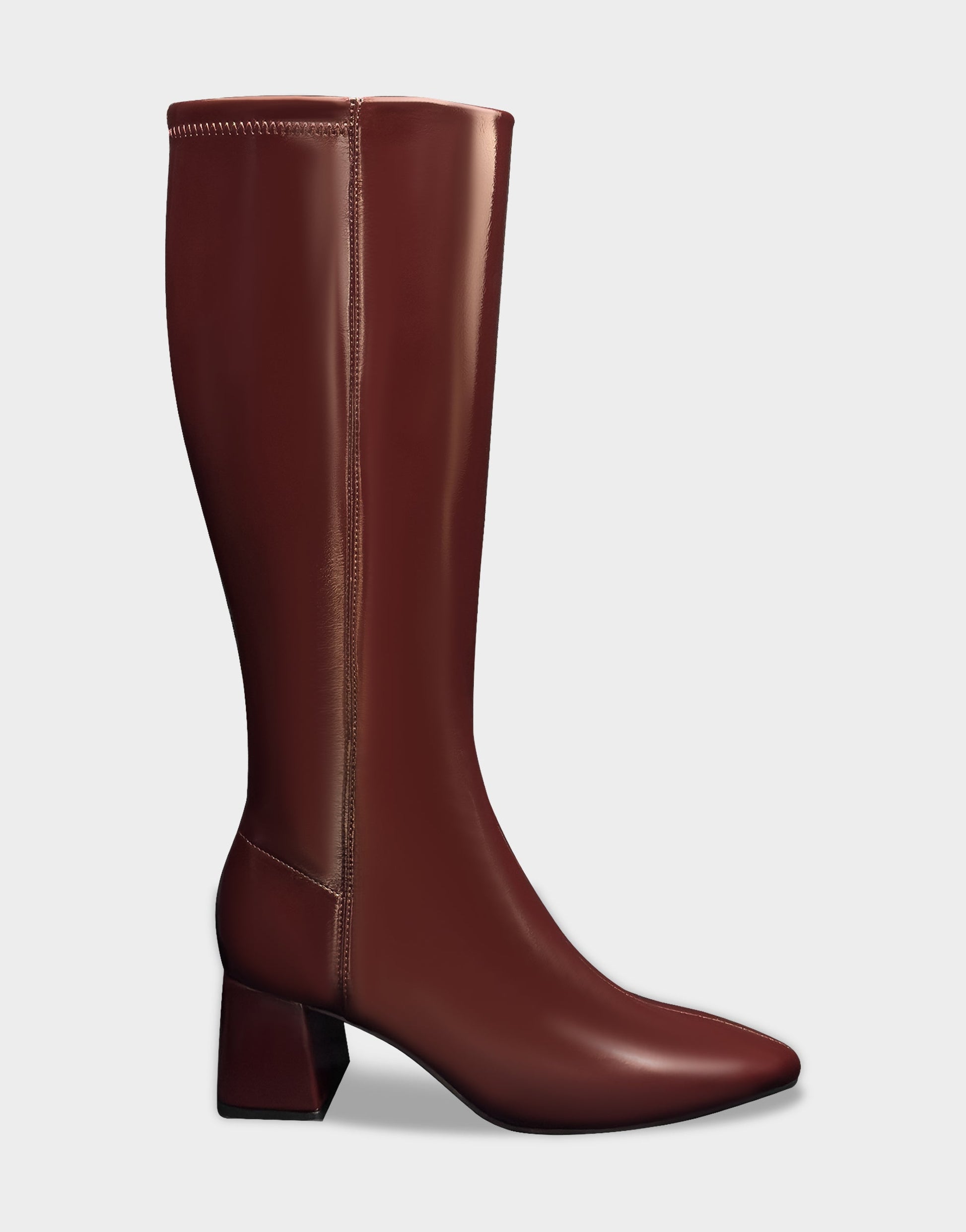Aerosoles Comfortable Women's Mid Block Heel Boot In Burgundy Patent Faux Leather