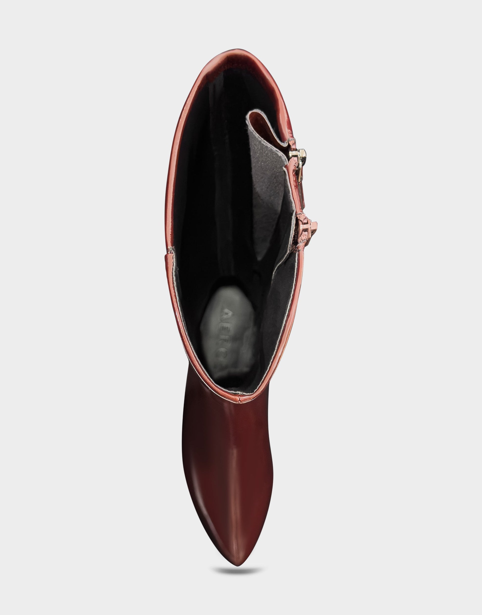 Aerosoles Comfortable Women's Mid Block Heel Boot In Burgundy Patent Faux Leather