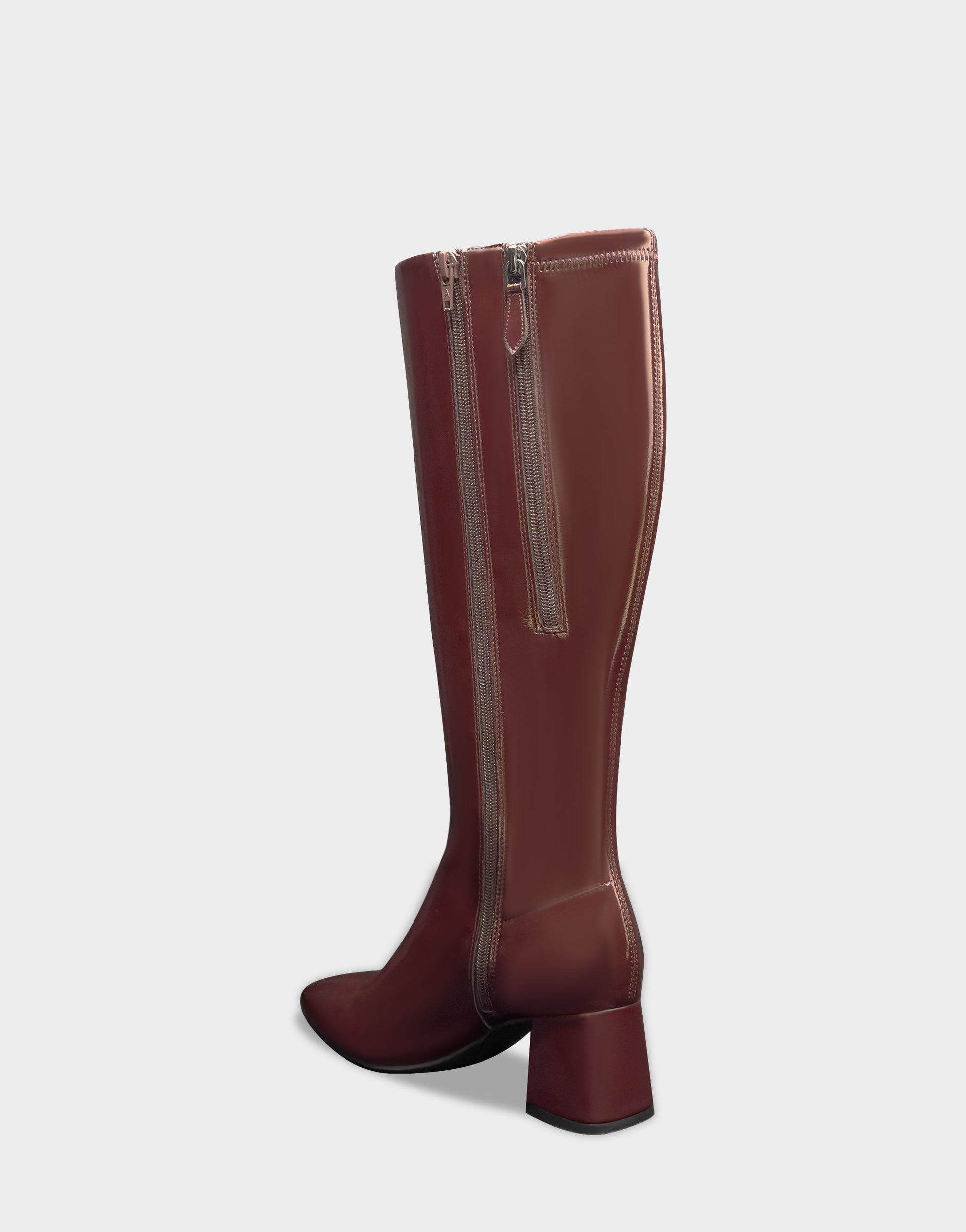 Aerosoles Comfortable Women's Mid Block Heel Boot In Burgundy Patent Faux Leather