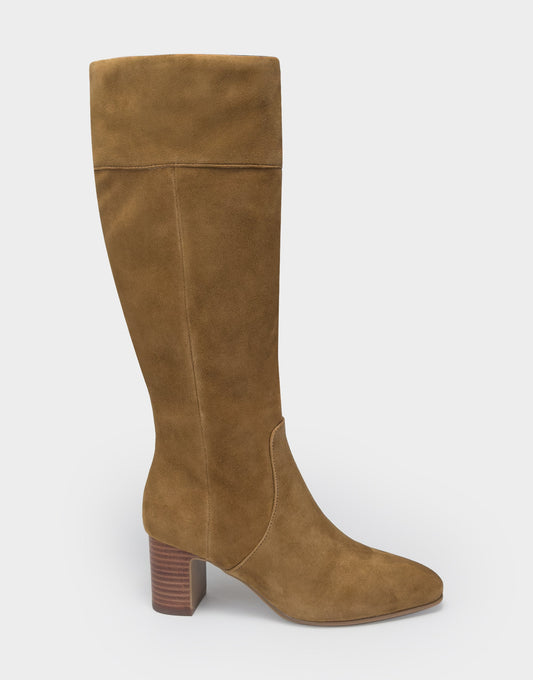 Aerosoles Comfortable Women's Mid Block Heel Boot In Brown Suede