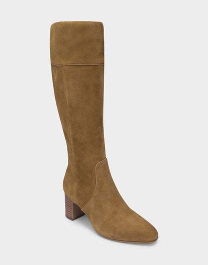 Aerosoles Comfortable Women's Mid Block Heel Boot In Brown Suede