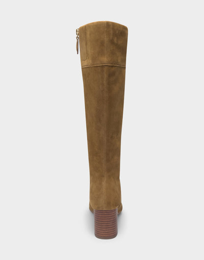 Aerosoles Comfortable Women's Mid Block Heel Boot In Brown Suede
