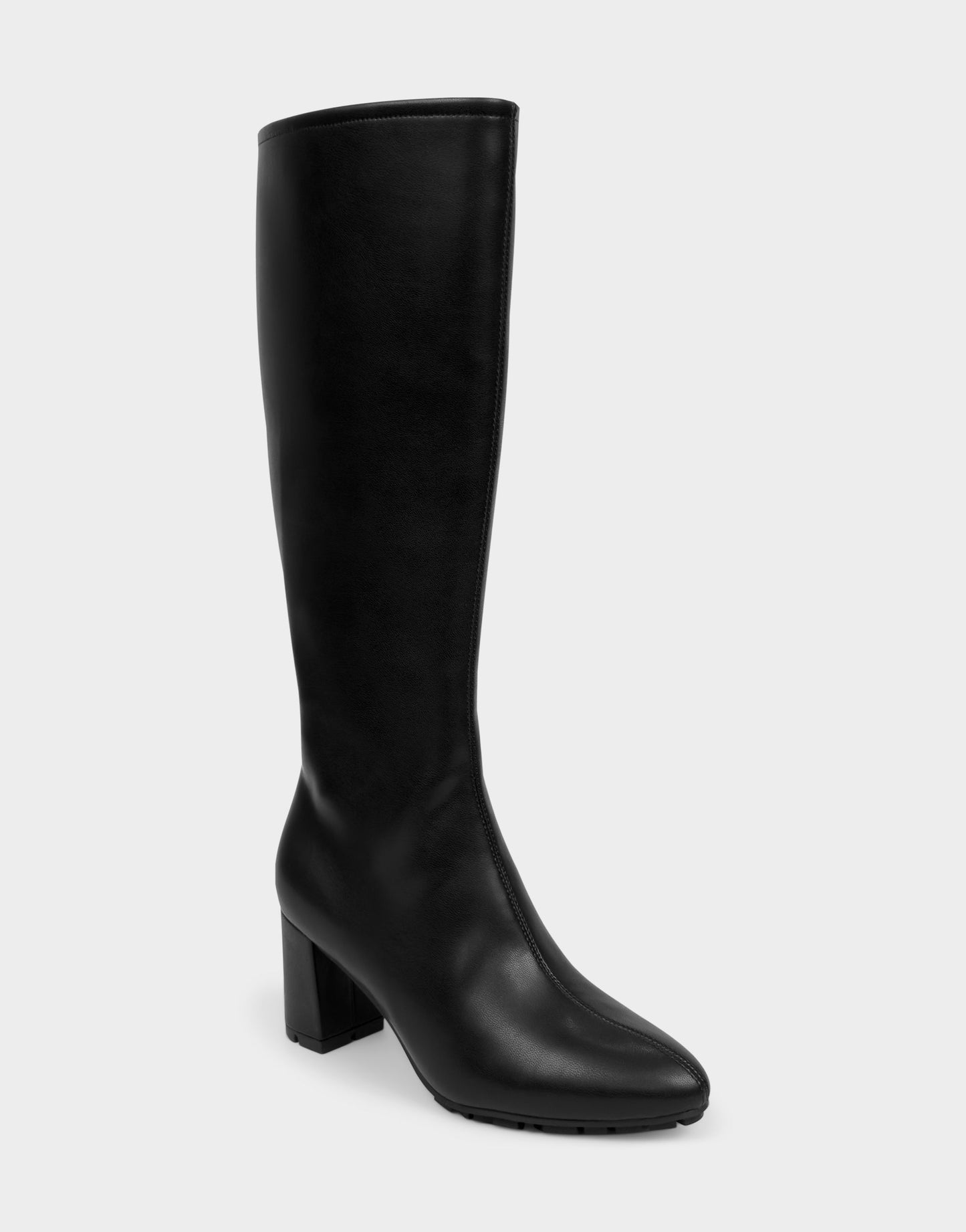 Aerosoles Comfortable Women's Mid Block Heel Boot In Black Faux Leather