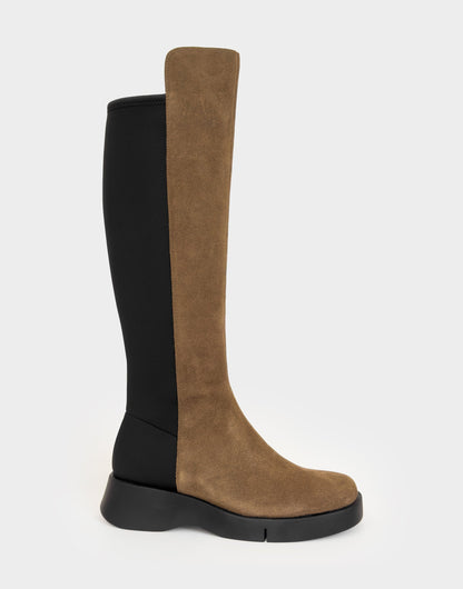 Aerosoles Comfortable Women's Flatform Boot In Brown Suede