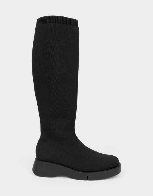 Aerosoles Comfortable Women's Flatform Boot In Black Fabric