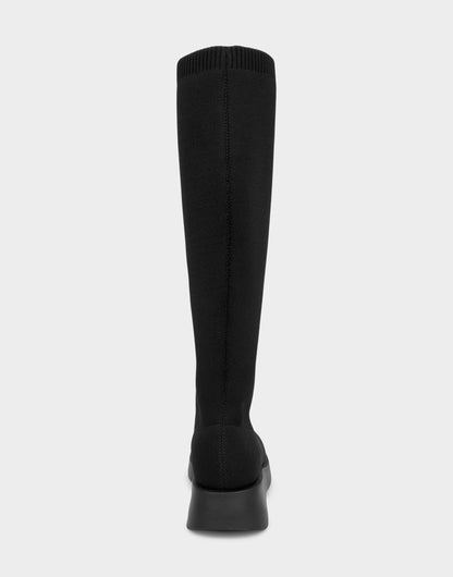 Aerosoles Comfortable Women's Flatform Boot In Black Fabric