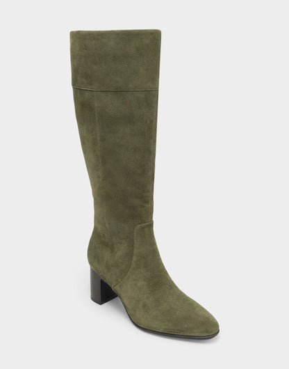 Aerosoles Comfortable Women's Mid Block Heel Boot In Green Suede