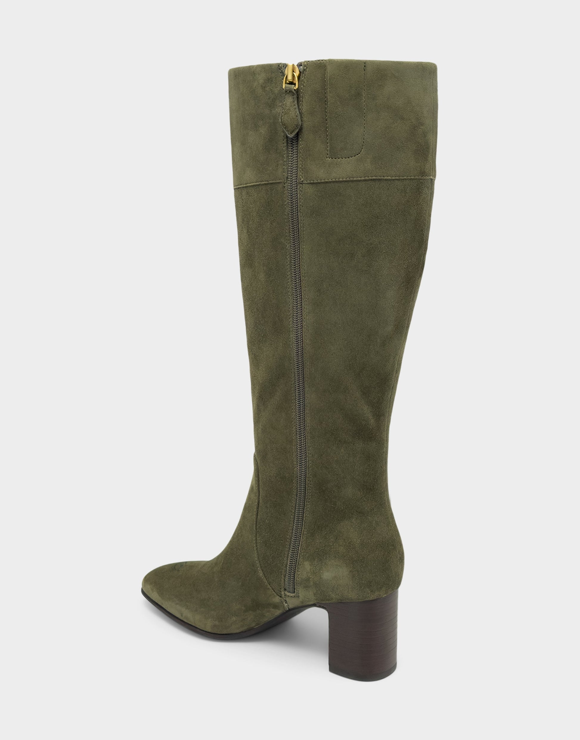Aerosoles Comfortable Women's Mid Block Heel Boot In Green Suede