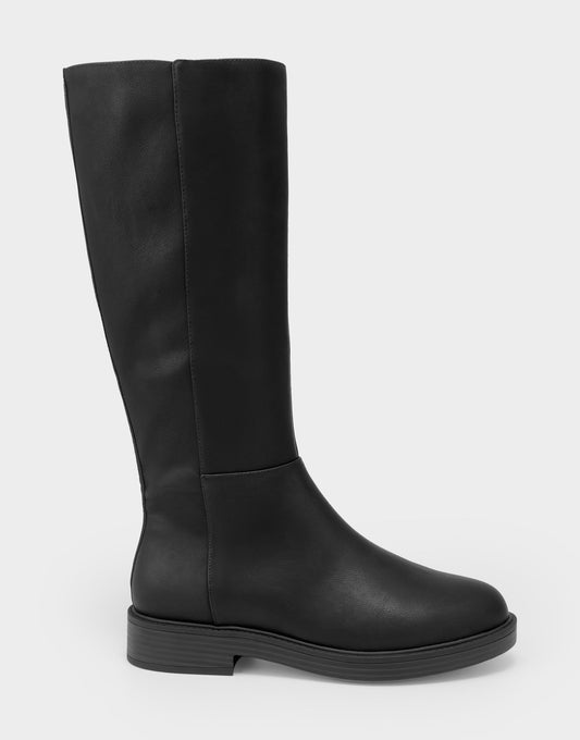 Aerosoles Comfortable Women's Low Block Heel Boot In Black Faux Leather