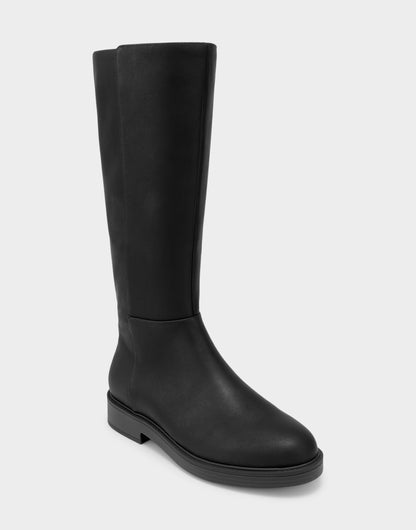 Aerosoles Comfortable Women's Low Block Heel Boot In Black Faux Leather