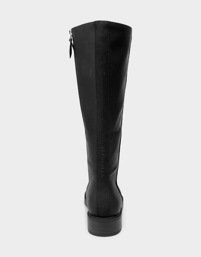Aerosoles Comfortable Women's Low Block Heel Boot In Black Faux Leather