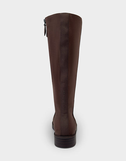 Aerosoles Comfortable Women's Low Block Heel Boot In Brown Faux Suede