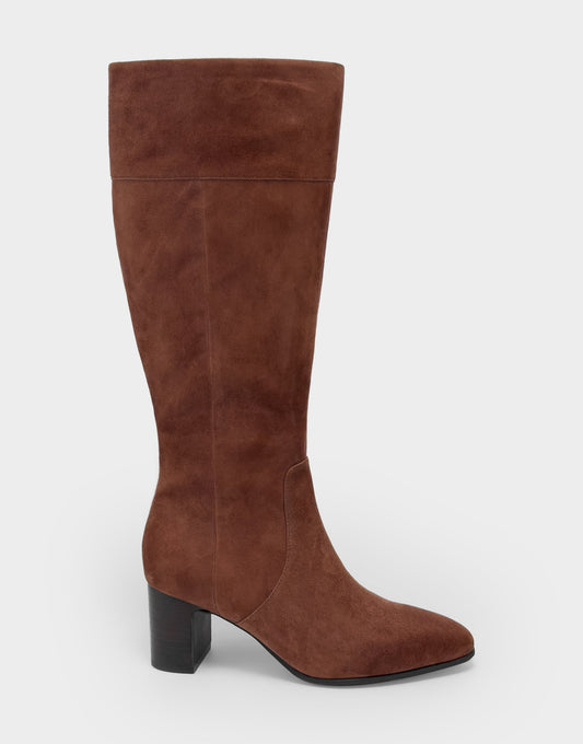 Aerosoles Comfortable Women's Mid Block Heel Boot In Brown Suede
