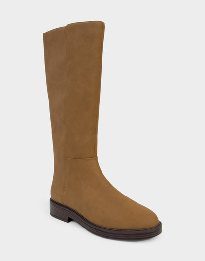 Aerosoles Comfortable Women's Low Block Heel Boot In Tan Faux Nubuck