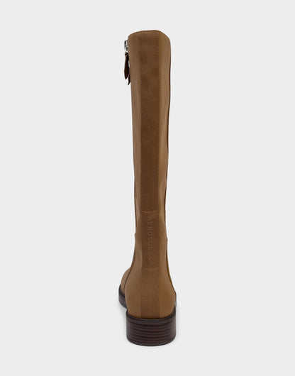 Aerosoles Comfortable Women's Low Block Heel Boot In Tan Faux Nubuck