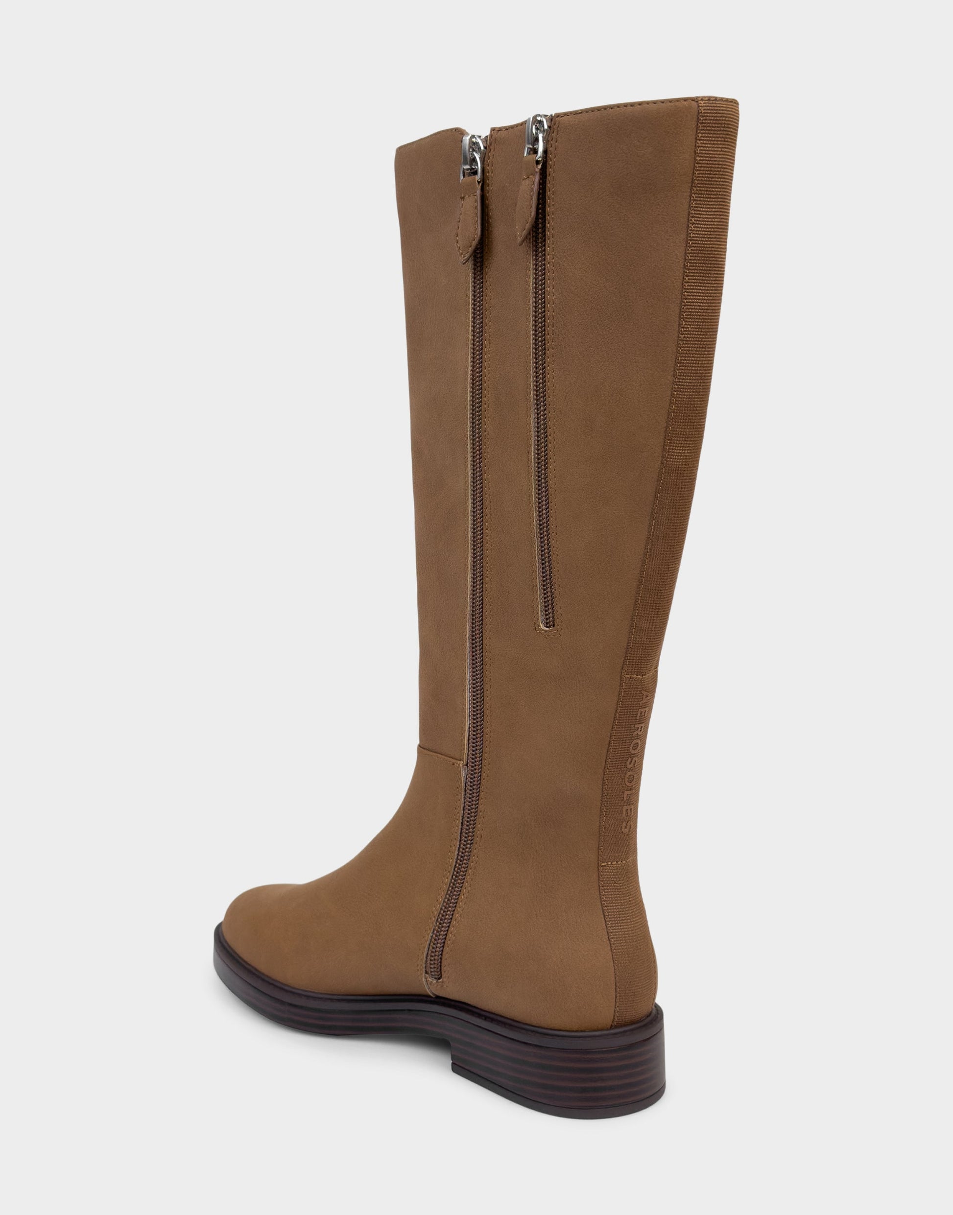 Aerosoles Comfortable Women's Low Block Heel Boot In Tan Faux Nubuck
