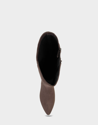 Aerosoles Comfortable Women's Mid Block Heel Boot In Brown Faux Suede