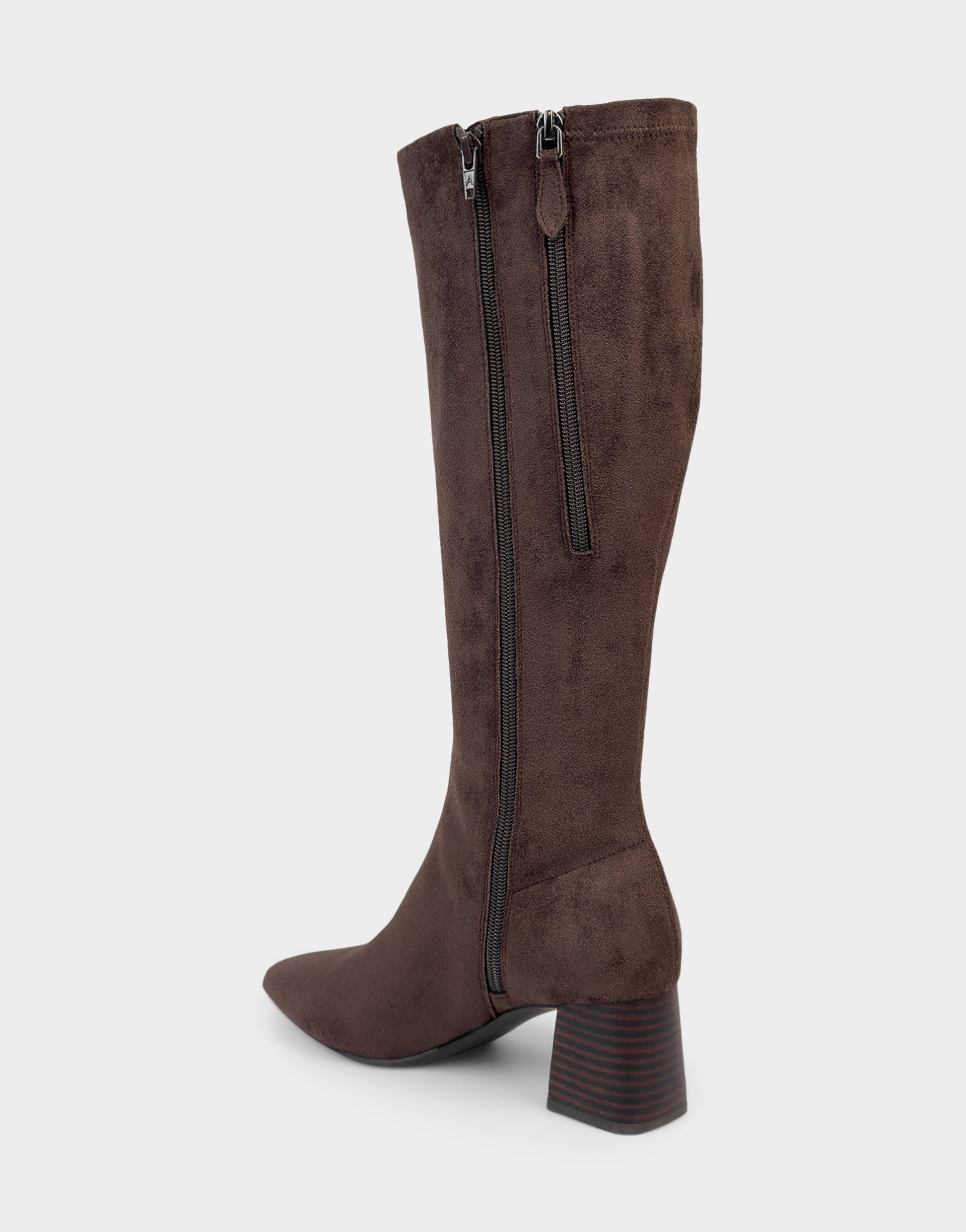 Aerosoles Comfortable Women's Mid Block Heel Boot In Brown Faux Suede