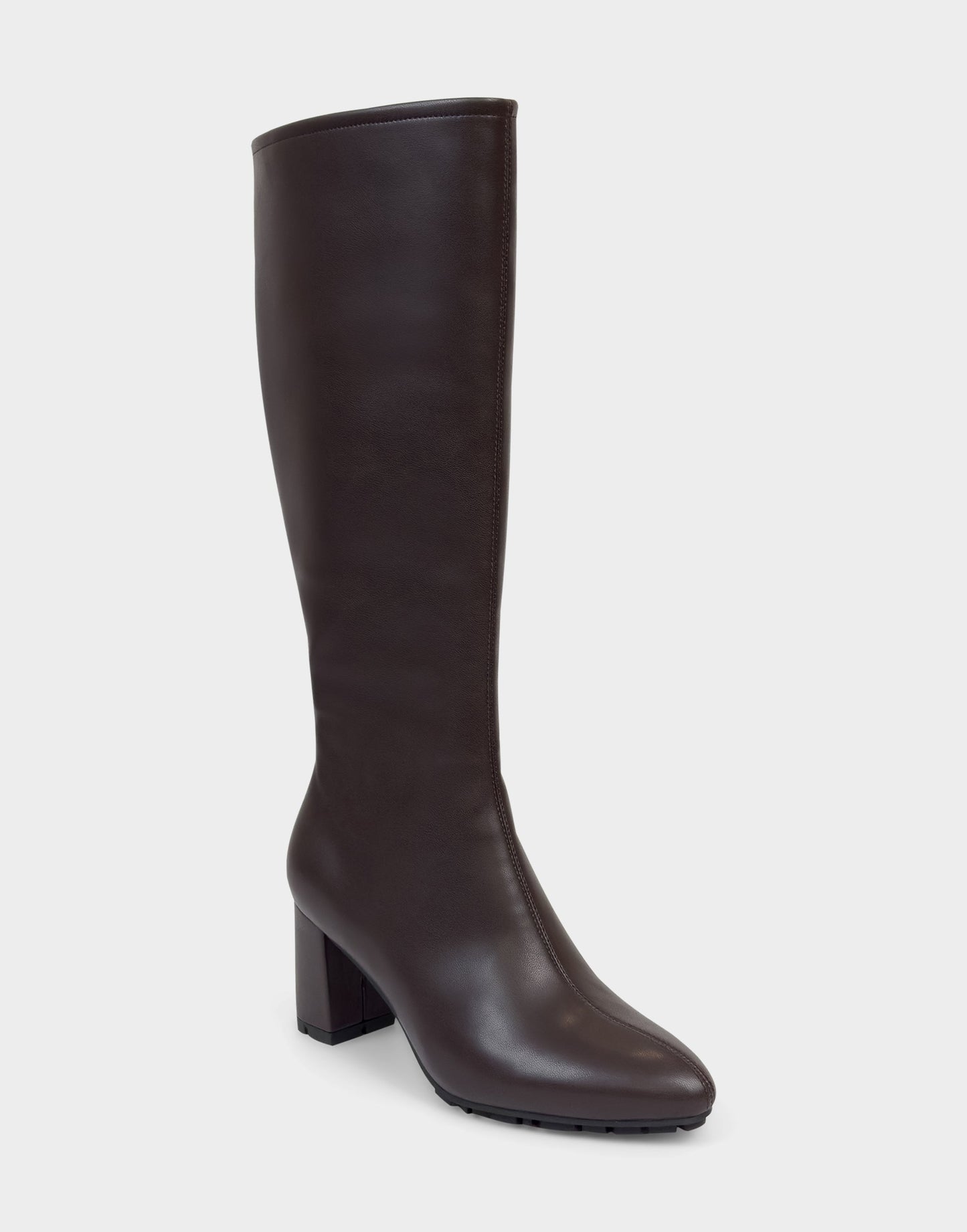 Aerosoles Comfortable Women's Mid Block Heel Boot In Brown Faux Leather