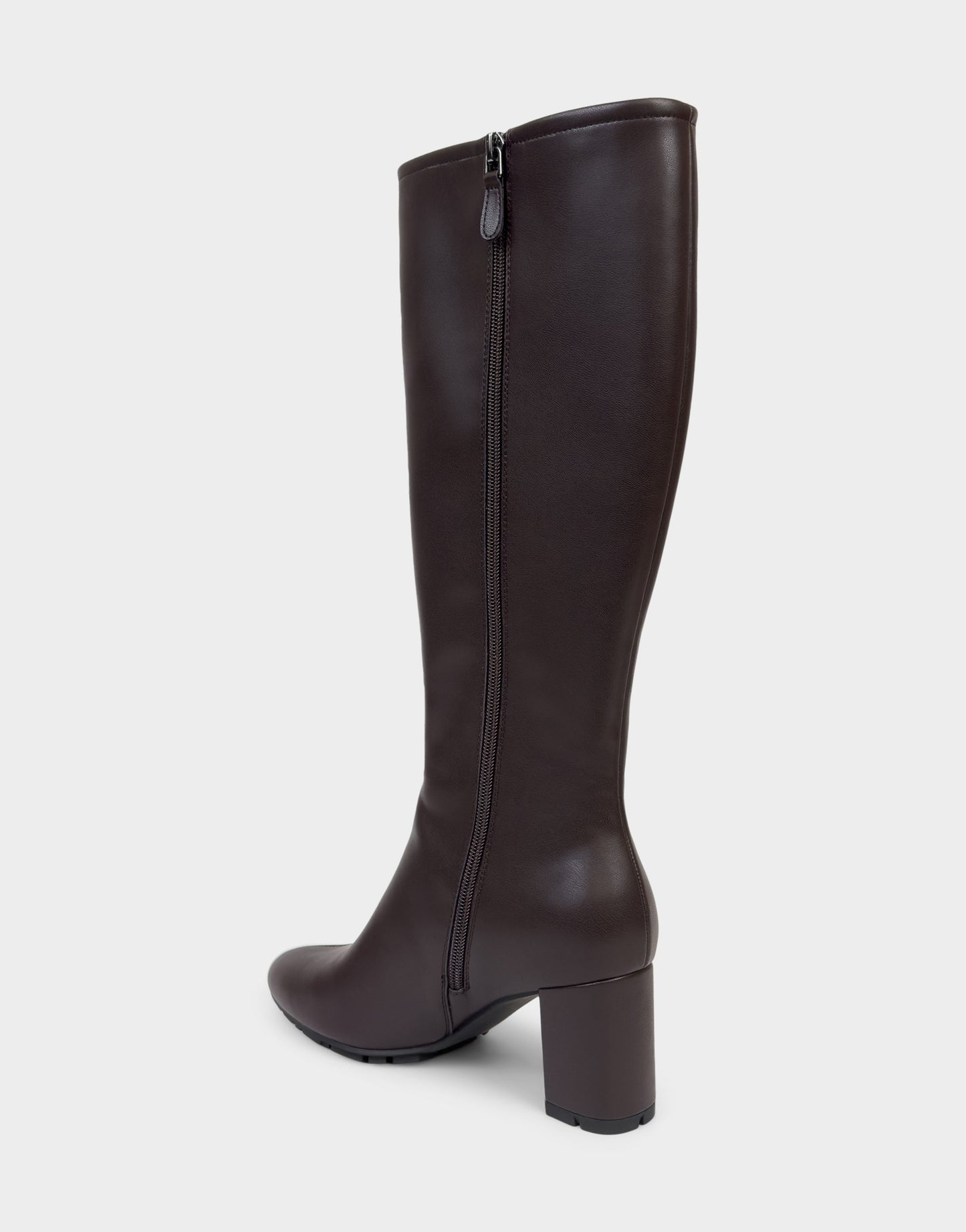 Aerosoles Comfortable Women's Mid Block Heel Boot In Brown Faux Leather