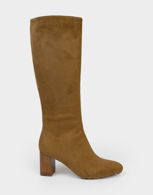 Aerosoles Comfortable Women's Mid Block Heel Boot In Brown Faux Suede